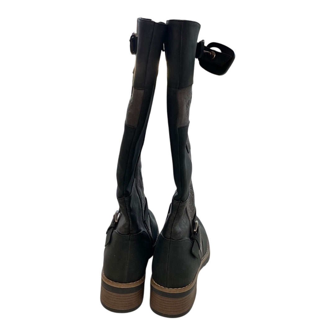 Boots Knee Heels By Cmc In Black & Grey, Size:8.5