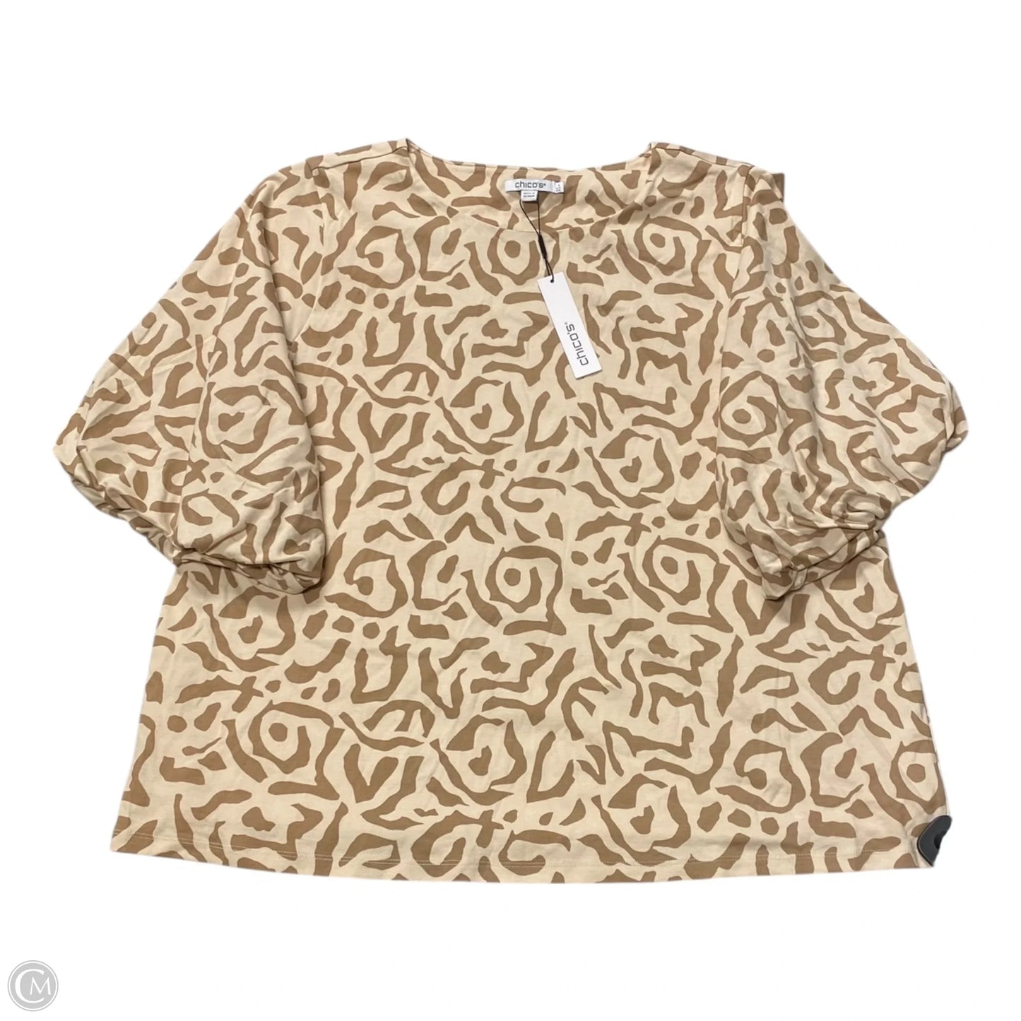 Top Short Sleeve By Chicos In Tan, Size: Xxl