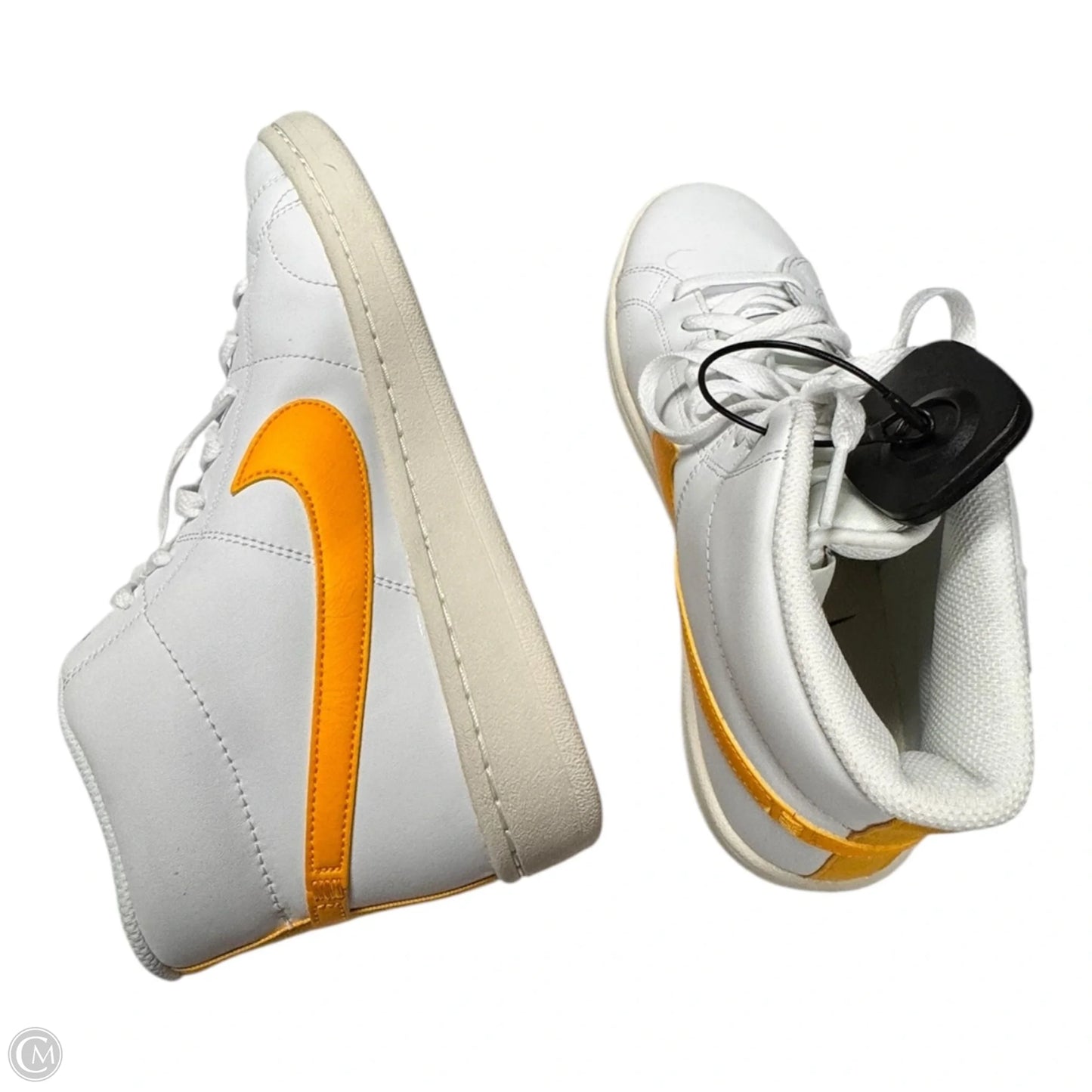 Shoes Athletic By Nike In White & Yellow, Size: 10