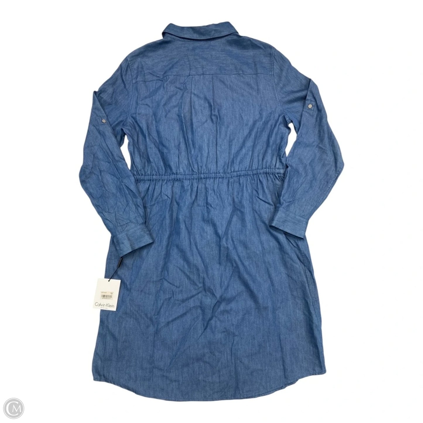 Dress Casual Midi By Calvin Klein In Blue Denim, Size: 14