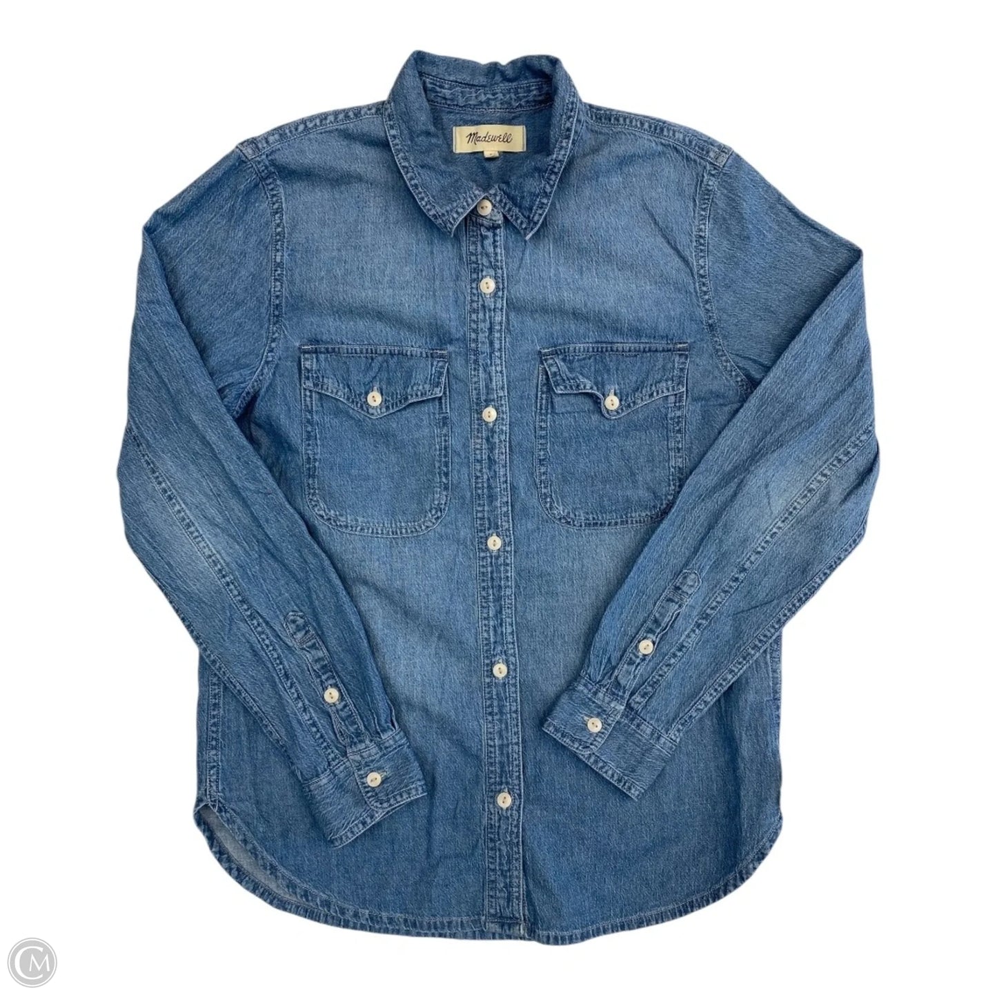 Top Long Sleeve By Madewell In Blue Denim, Size: S