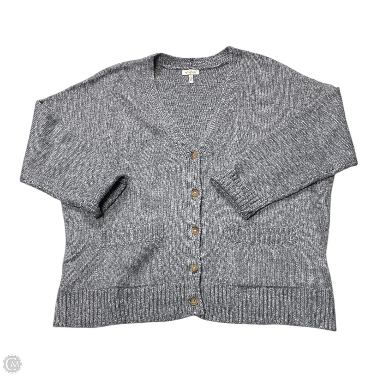 Sweater Cardigan By Ella Moss In Grey, Size: Xl