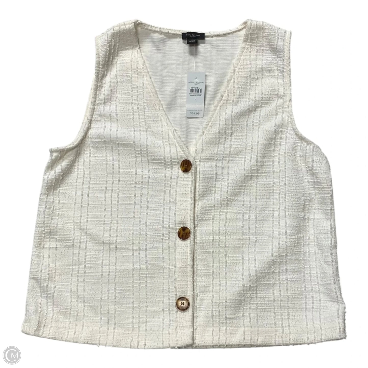 Top Sleeveless By Ann Taylor In White, Size: L