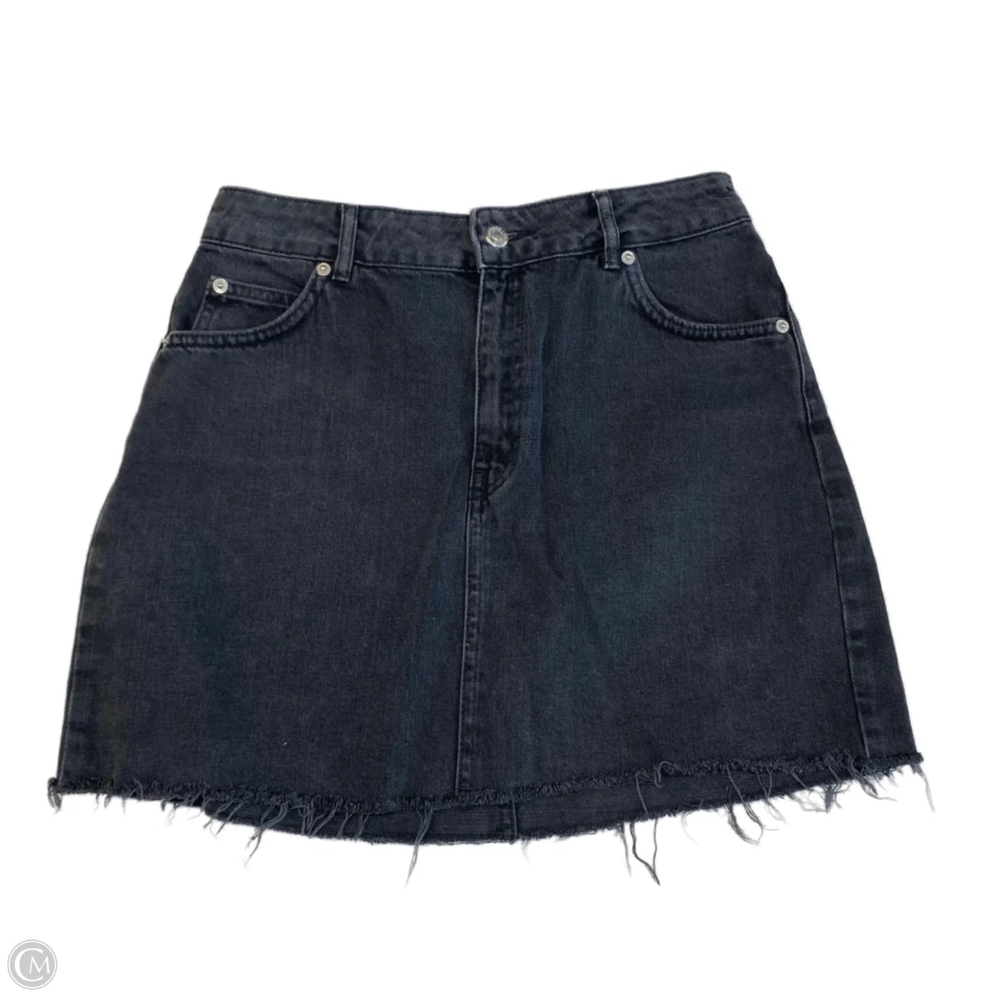 Skirt Mini & Short By Top Shop In Black Denim, Size: 8