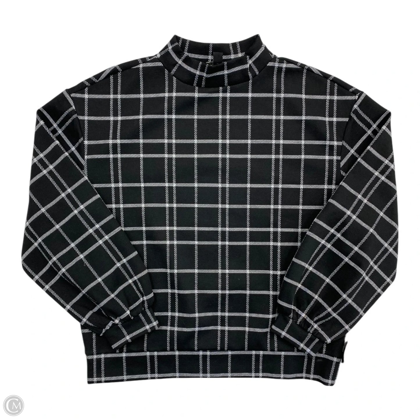 Top Long Sleeve By Ann Taylor In Black & Grey, Size: M