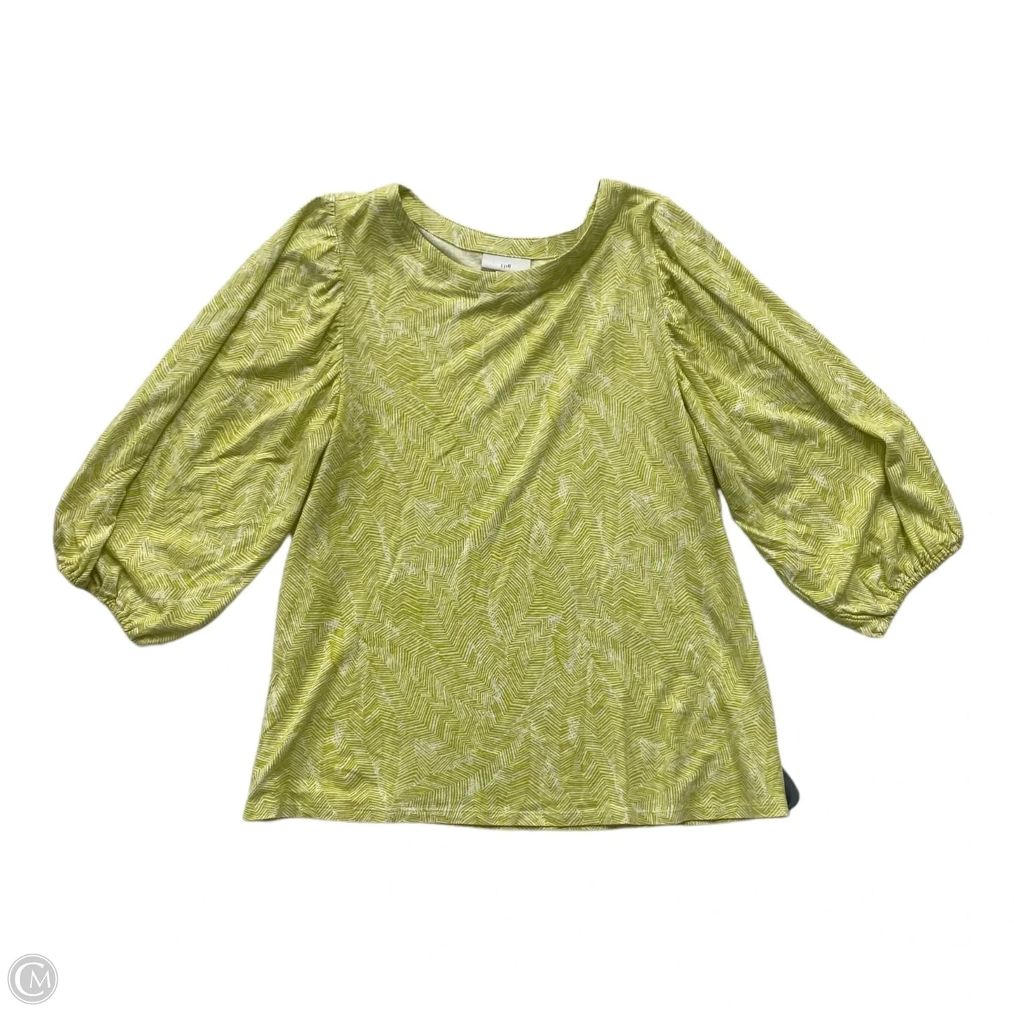 Top 3/4 Sleeve By J. Jill In Green & White, Size: Xs