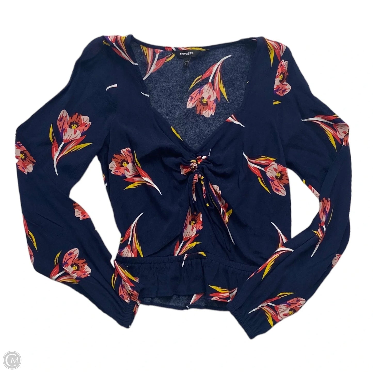 Top Long Sleeve By Express In Floral Print, Size: Xs