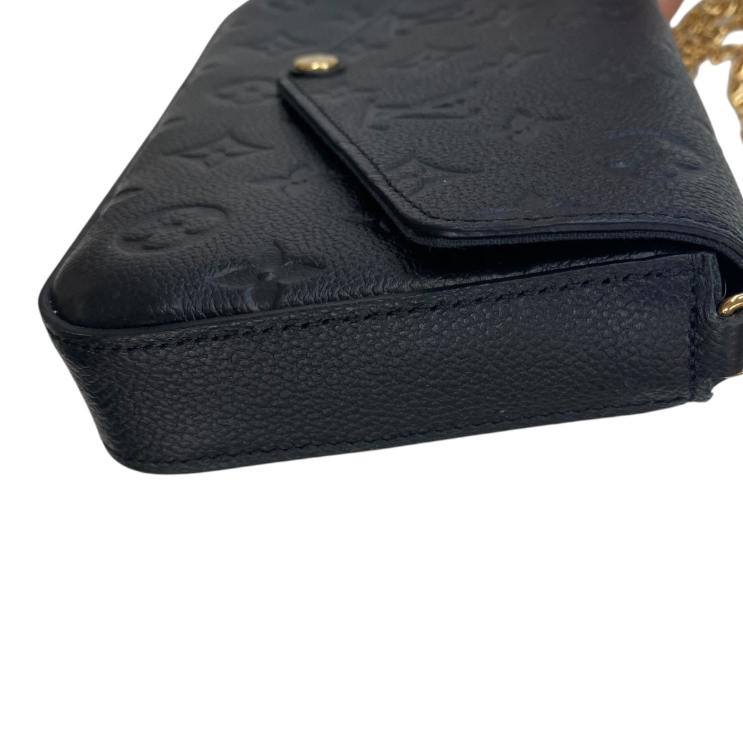 Handbag Luxury Designer By Louis Vuitton In Black & Gold, Size:Small