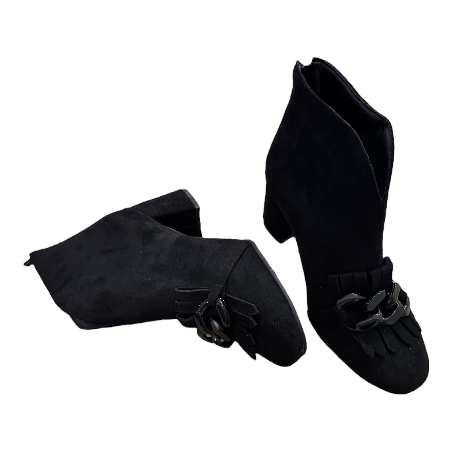 Boots Ankle Heels By Clothes Mentor In Black, Size:7.5