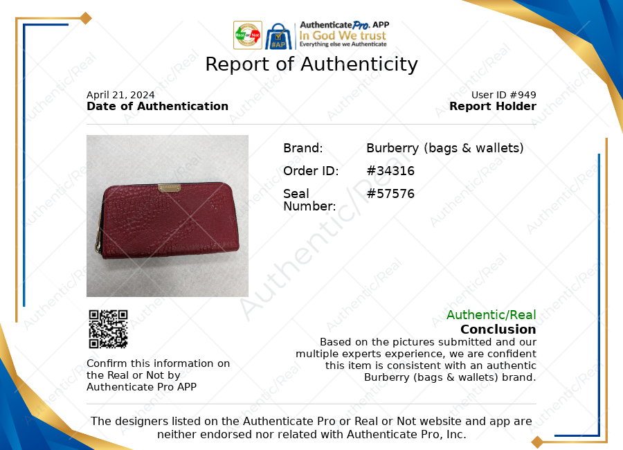 Wallet Luxury Designer By Burberry Size: Medium