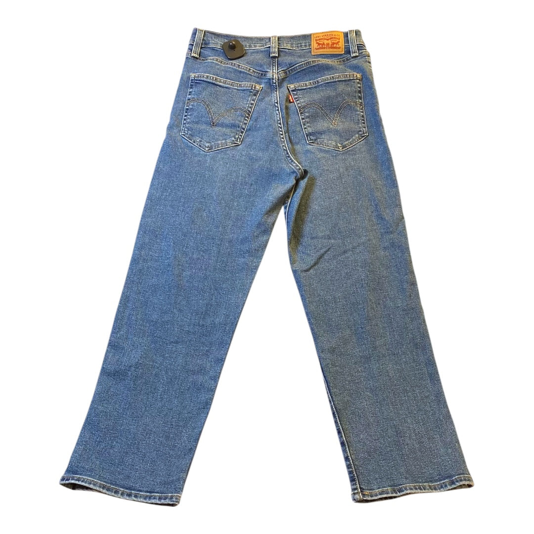 Jeans Wide Leg By Levis In Blue Denim, Size:8