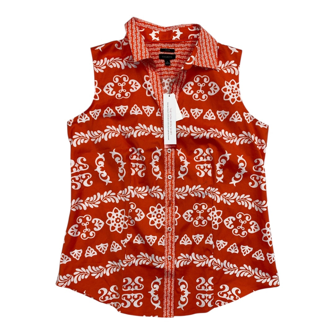 Top Sleeveless By Talbots In Orange & White, Size:6