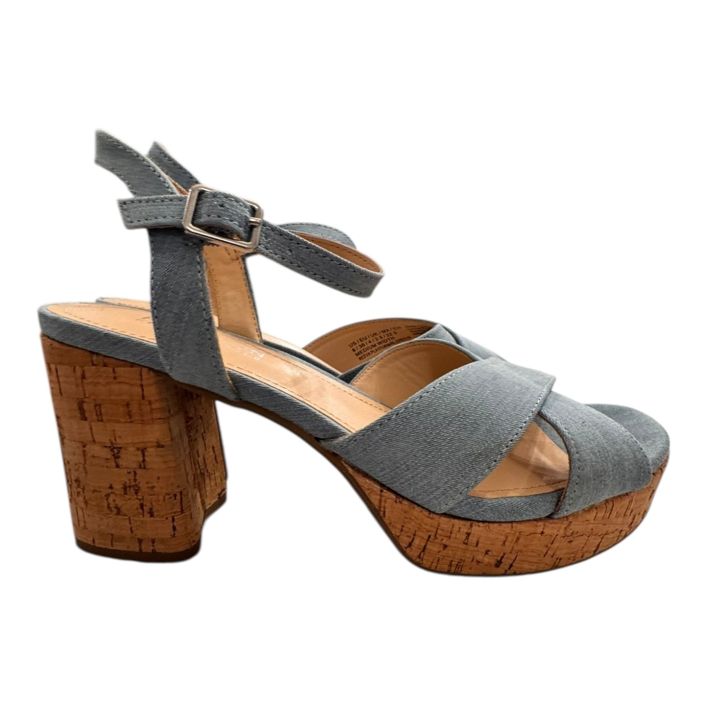 Sandals Heels Block By Kenneth Cole In Blue, Size:6