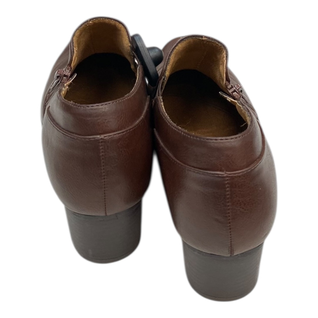 Boots Ankle Heels By Natural Soul In Brown, Size:8.5