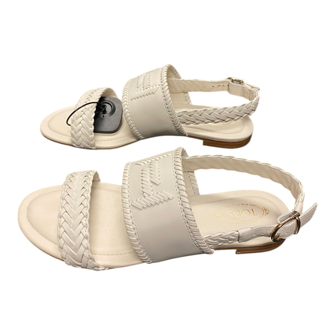 Sandals Luxury Designer By Tods In White, Size:6.5