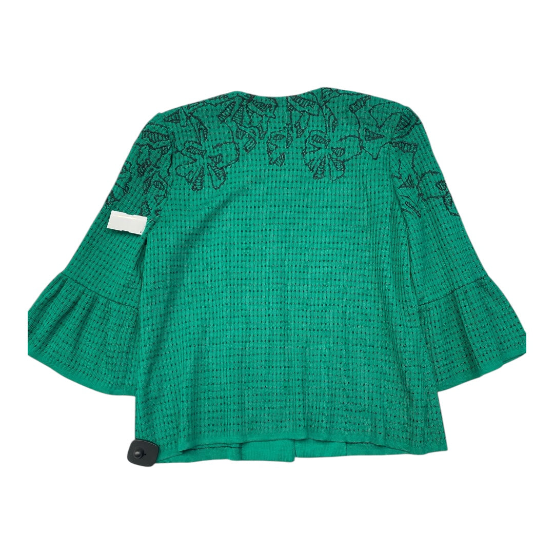Sweater Cardigan By Ming Wang In Black & Green, Size:M
