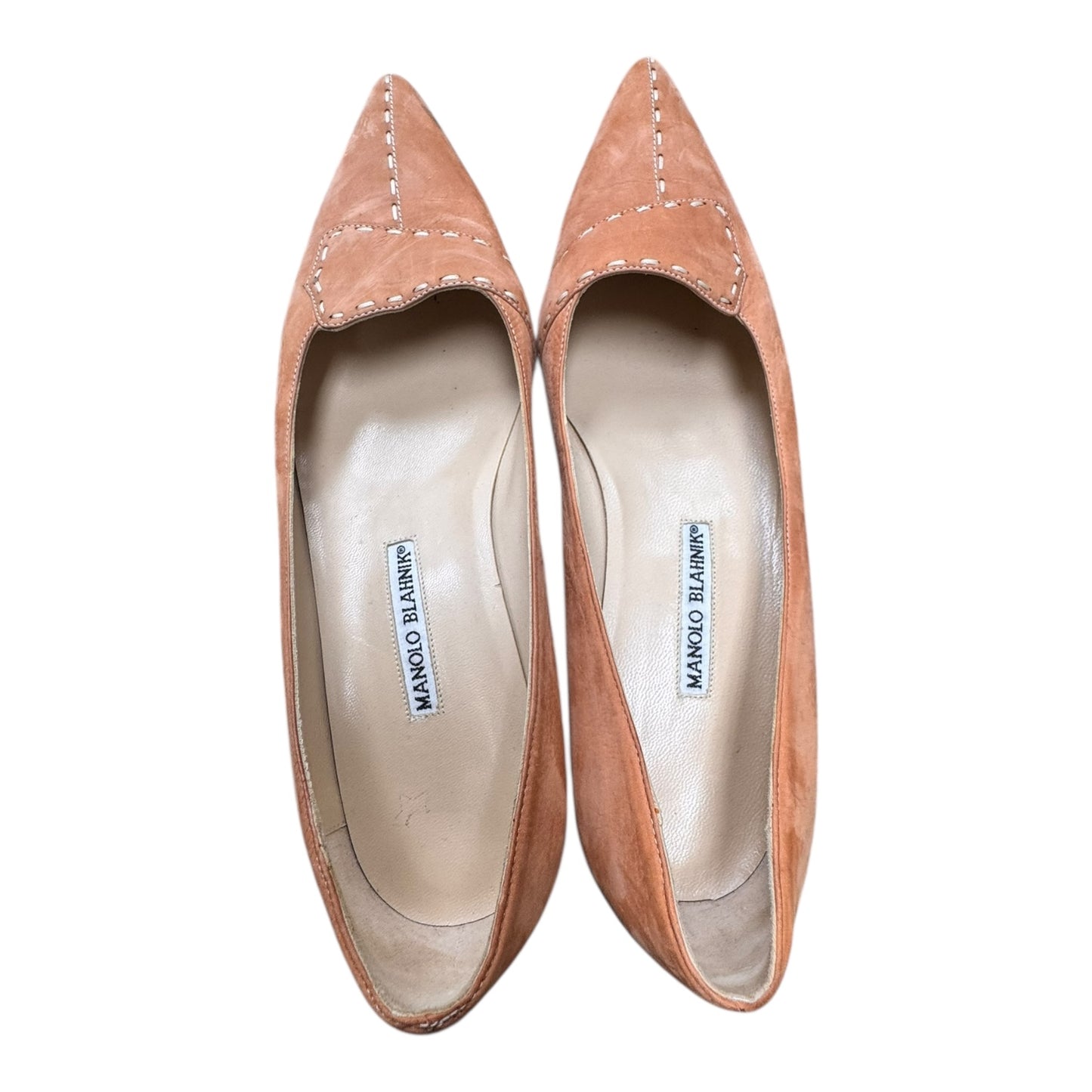 Shoes Luxury Designer By Manolo Blahnik In Coral, Size:9.5