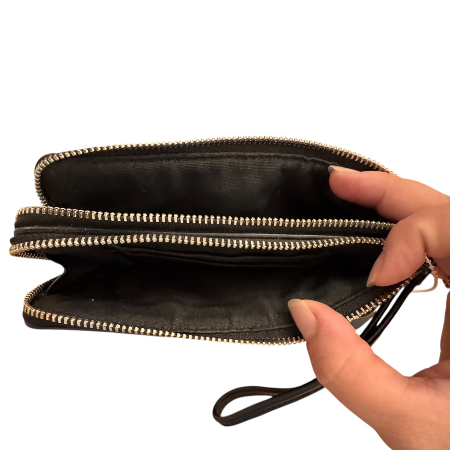 Wristlet Designer By Coach In Black & Grey, Size:Small