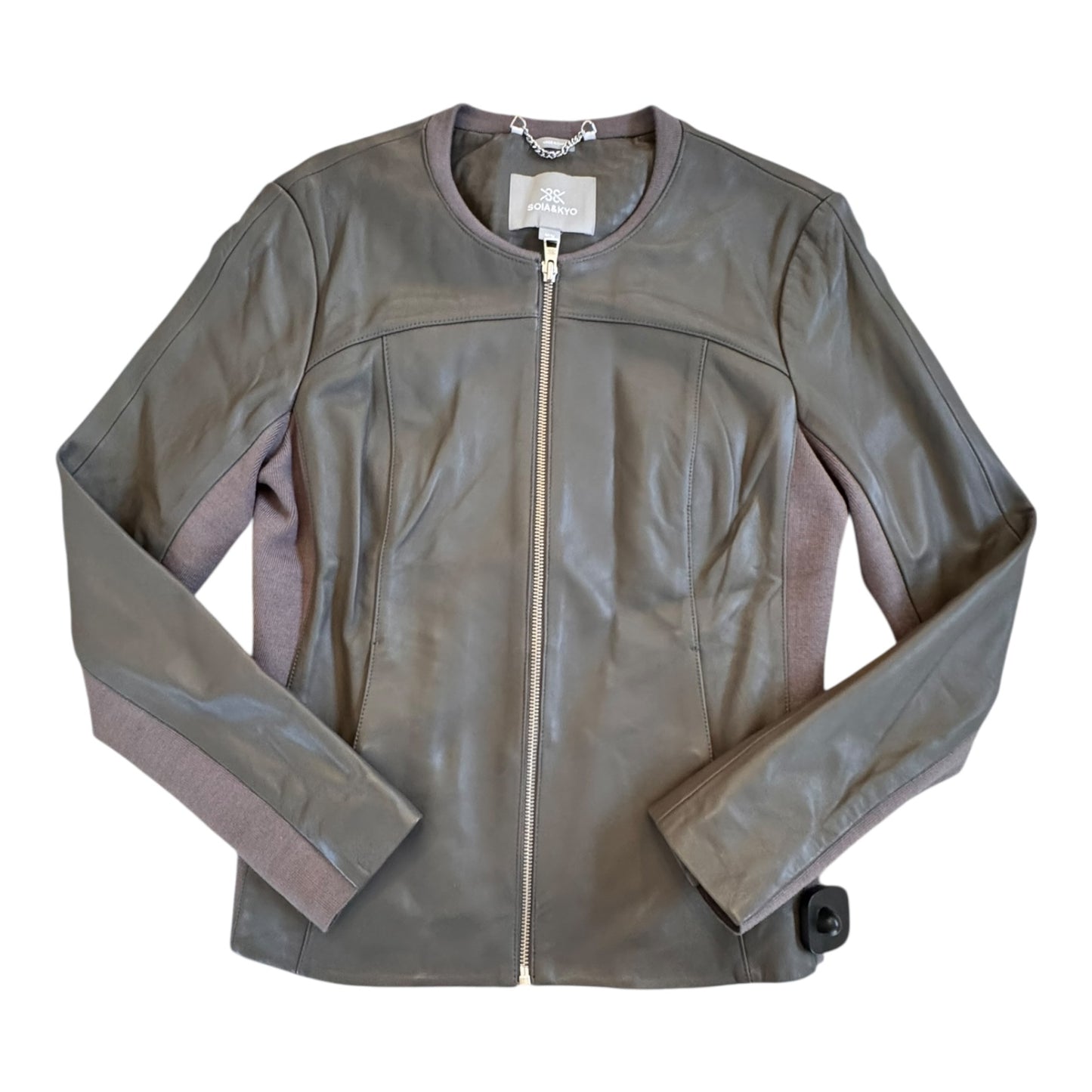 Jacket Moto Leather By SOIA & KYO In Grey, Size:M