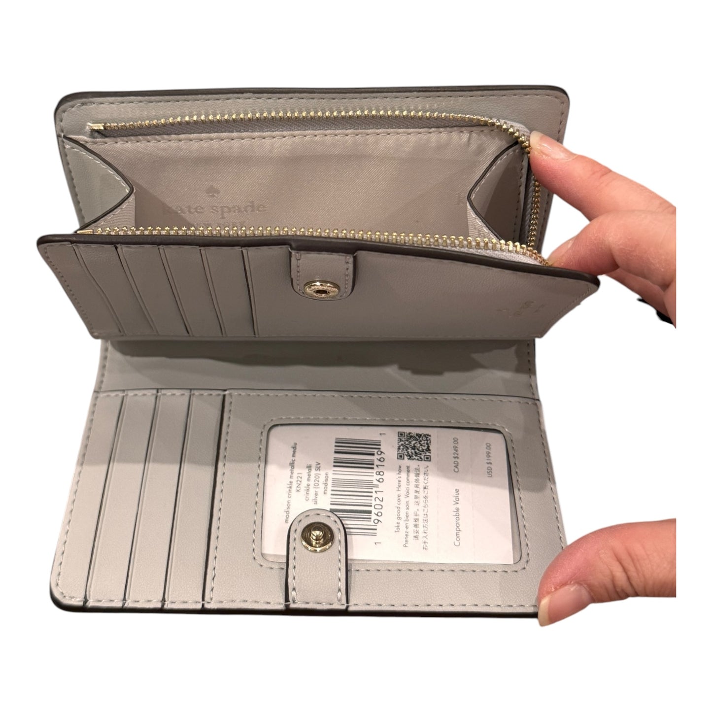 Wallet Designer By Kate Spade In Silver, Size:Medium