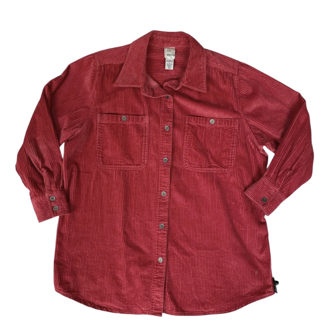 Jacket Shirt By Roamans In Red, Size:L
