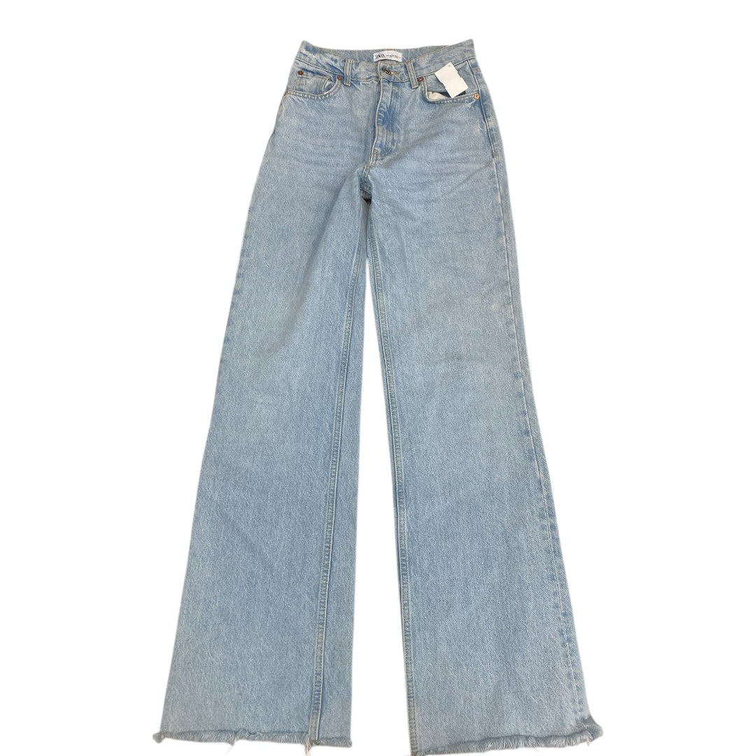 Jeans Straight By Zara Women In Blue Denim, Size:4