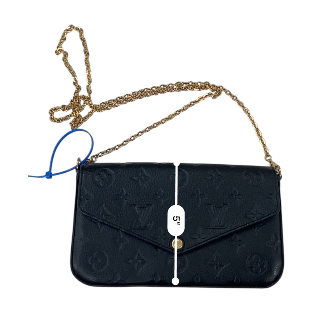 Handbag Luxury Designer By Louis Vuitton In Black & Gold, Size:Small