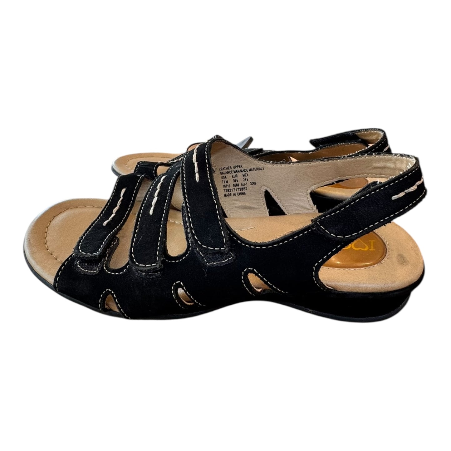 Sandals Flats By I LOVE COMFORT In Black, Size:7.5