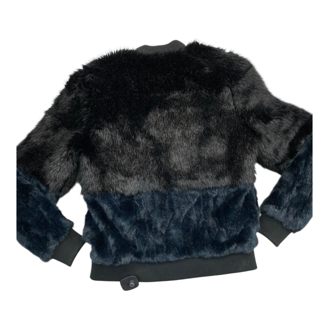 Coat Faux Fur & Sherpa By John + Jenn In Black & Blue, Size:M