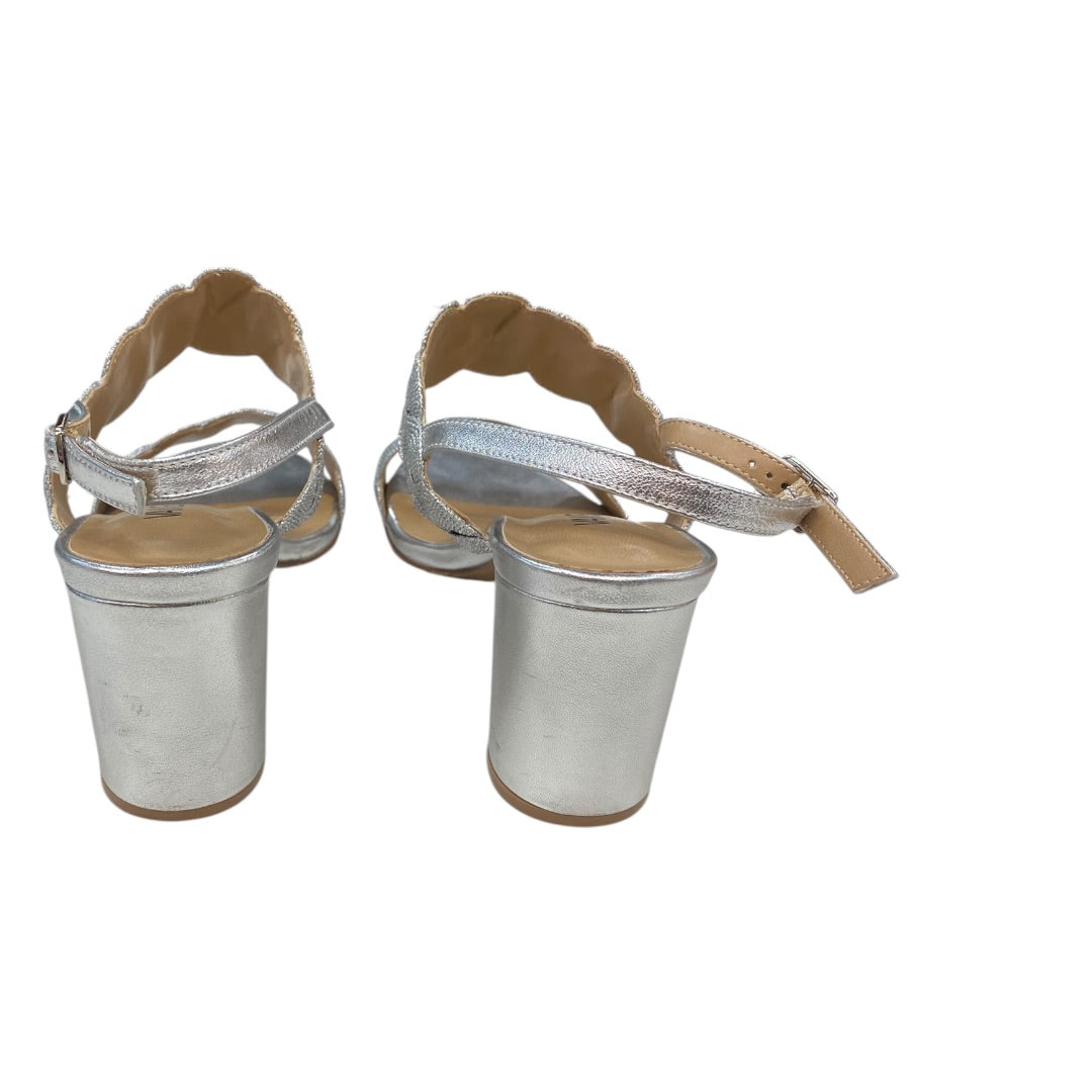 Sandals Heels Kitten By Vaneli In Silver, Size:8.5