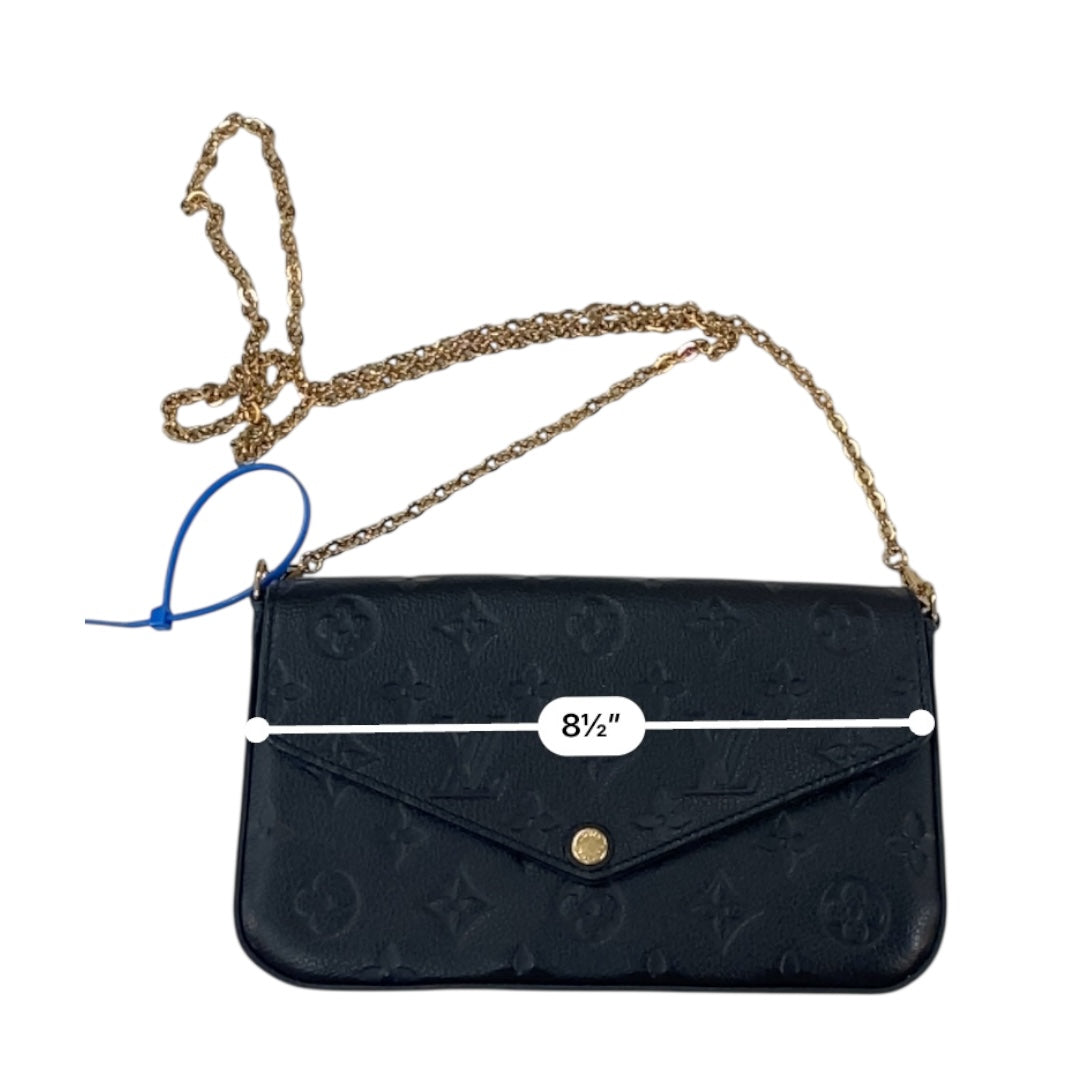 Handbag Luxury Designer By Louis Vuitton In Black & Gold, Size:Small