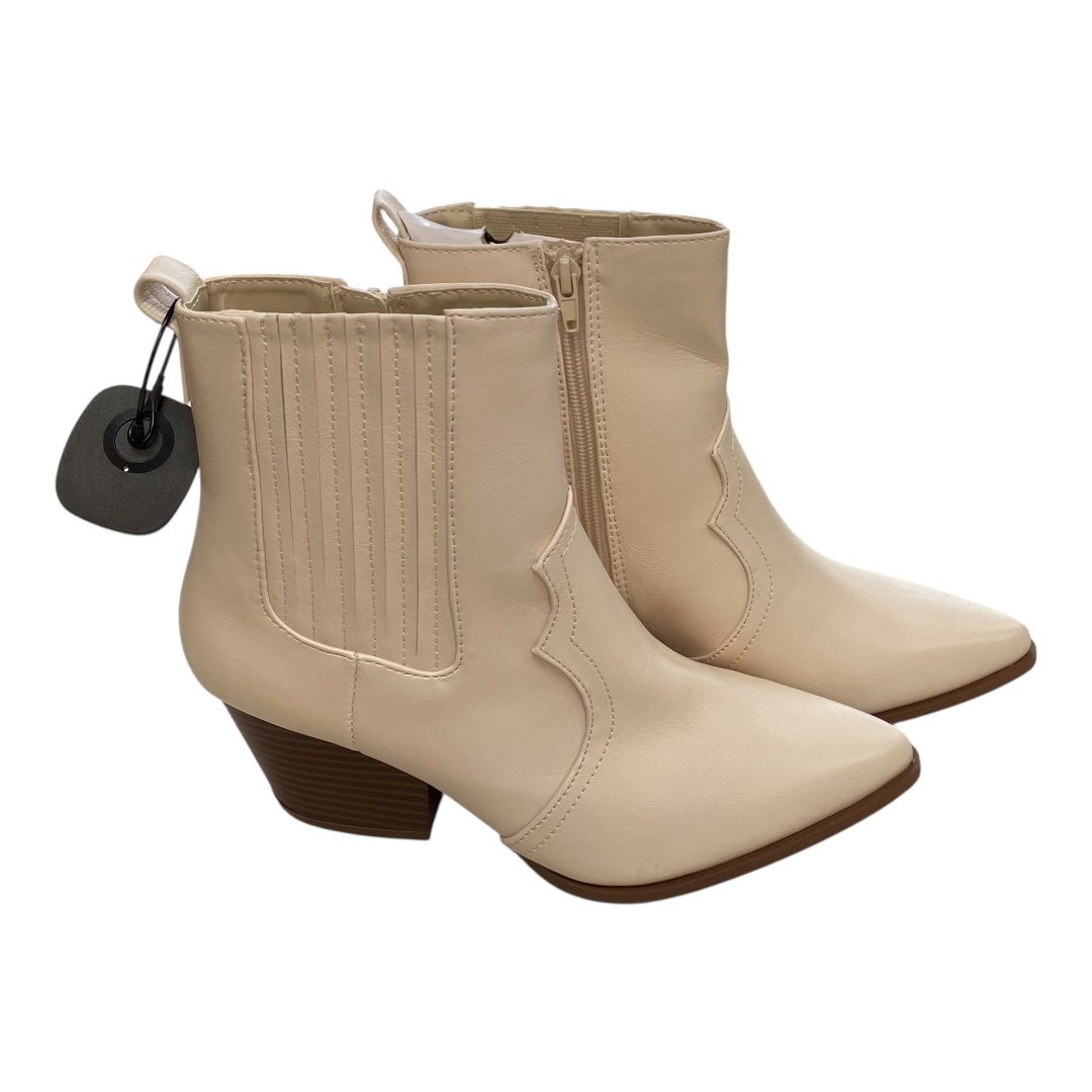 Boots Ankle Heels By Qupid In Beige, Size:8