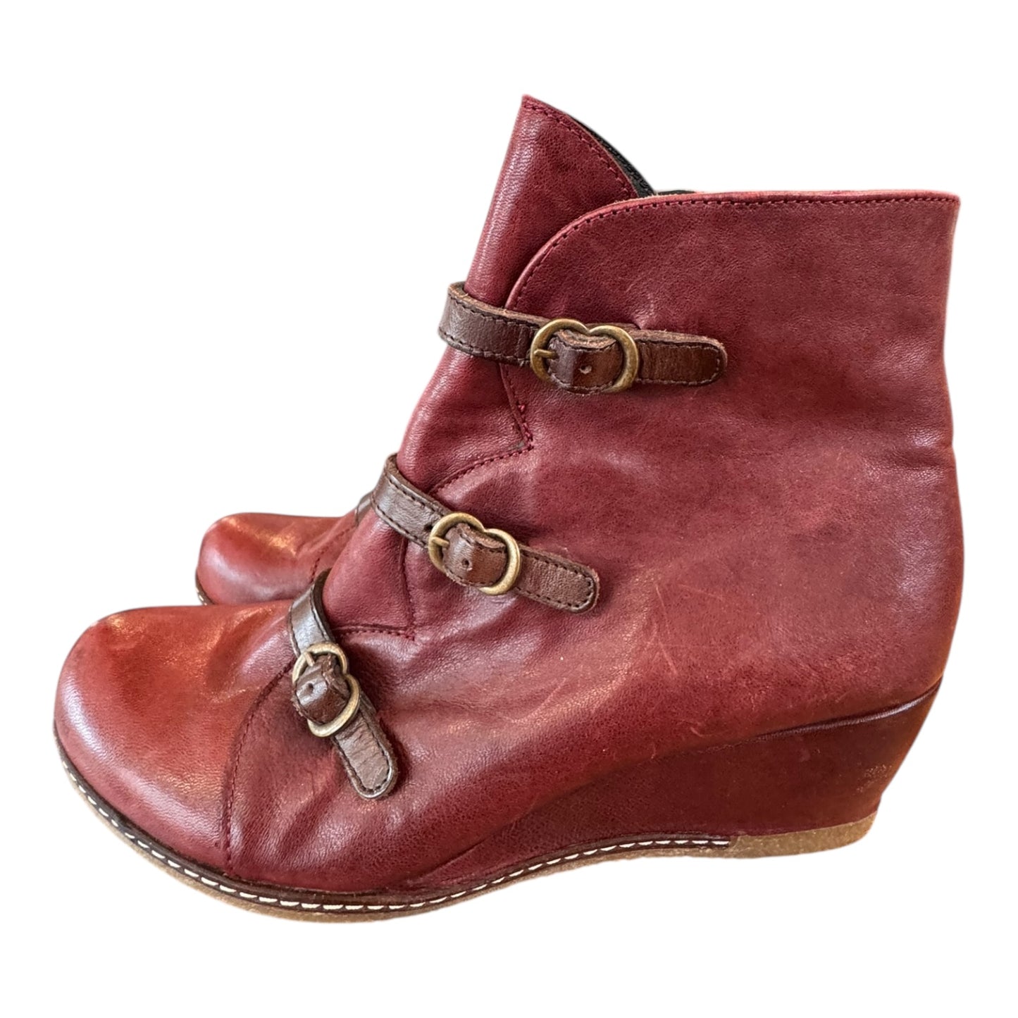 Boots Ankle Heels By eric michael In Red, Size:9.5