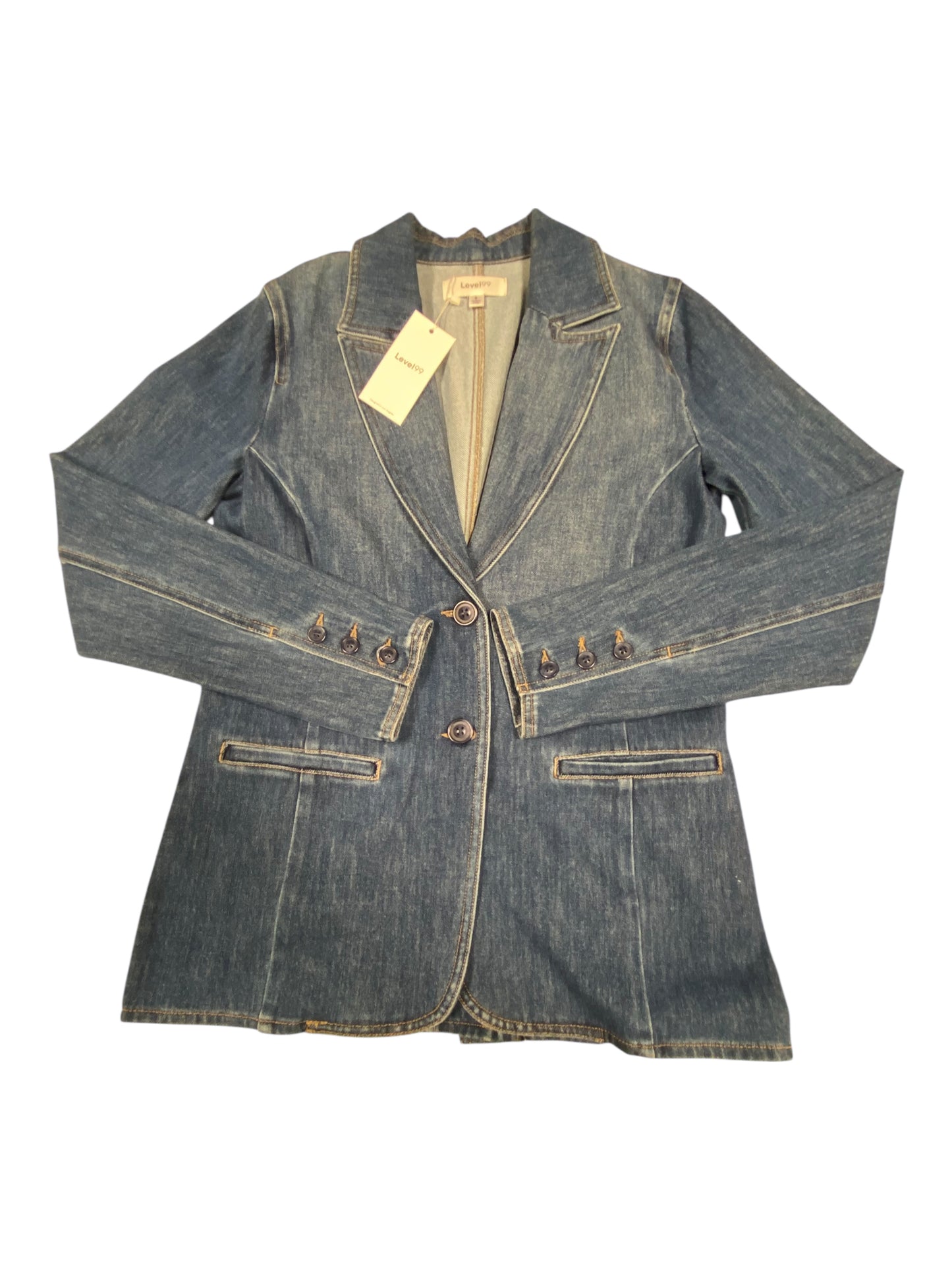 Blazer By Level 99 In Blue Denim, Size:S