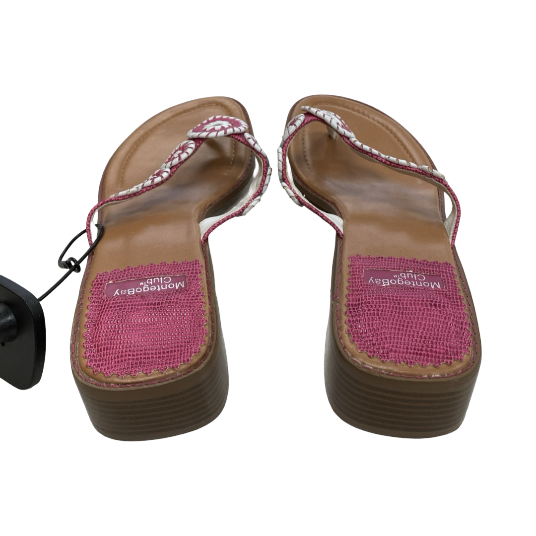 Sandals Heels Block By Montego Bay In Pink & White, Size:7.5