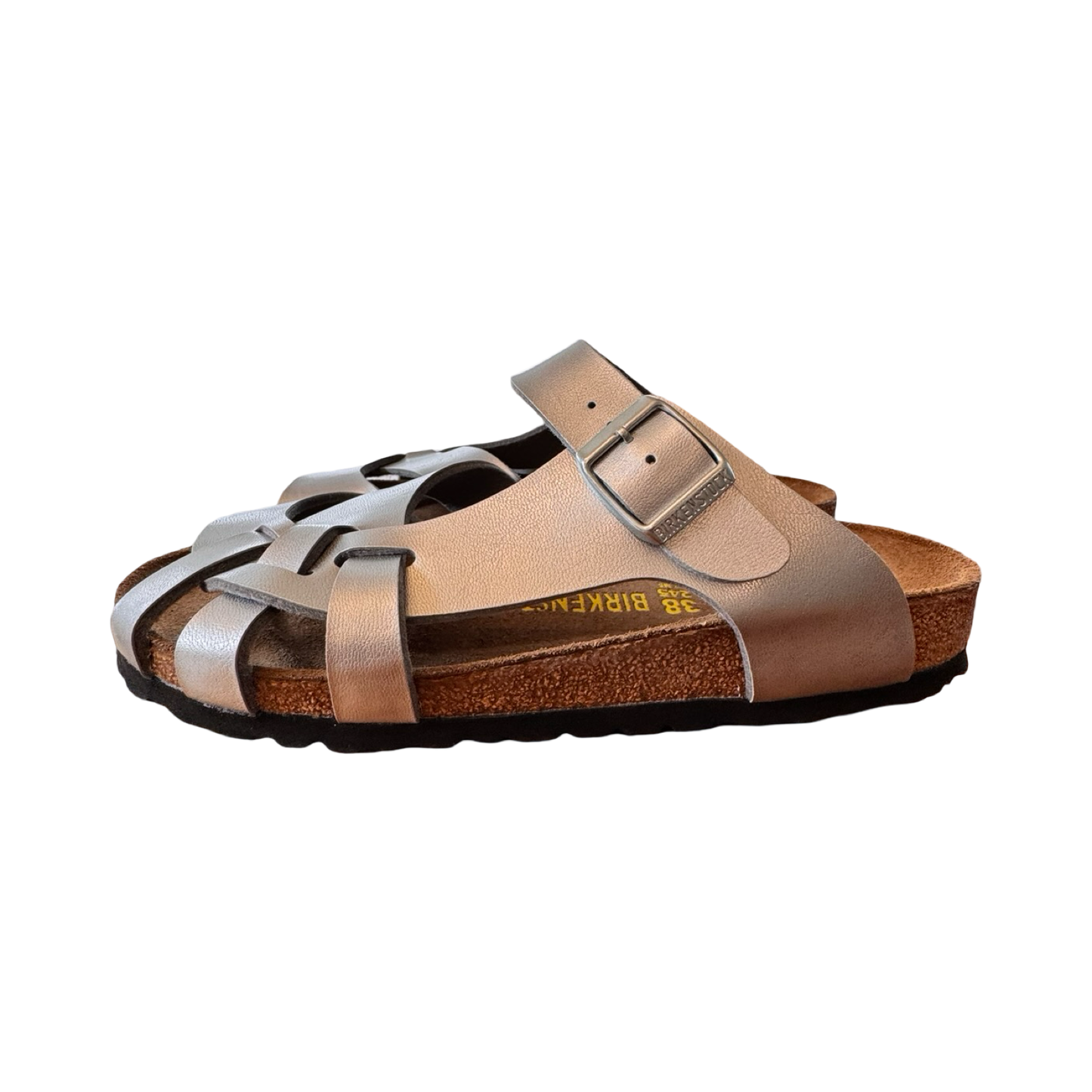 Sandals Designer By Birkenstock In Silver, Size:7