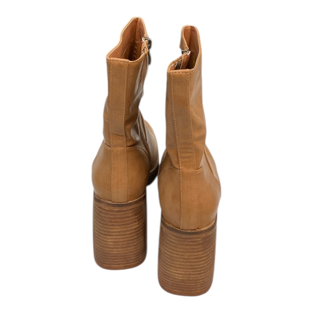 Boots Ankle Heels By BEAST FASHION In Tan, Size:11