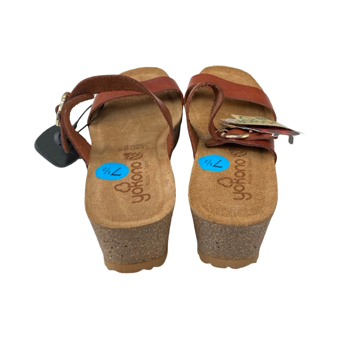 Sandals Heels Block By Cmc In Brown, Size:7.5