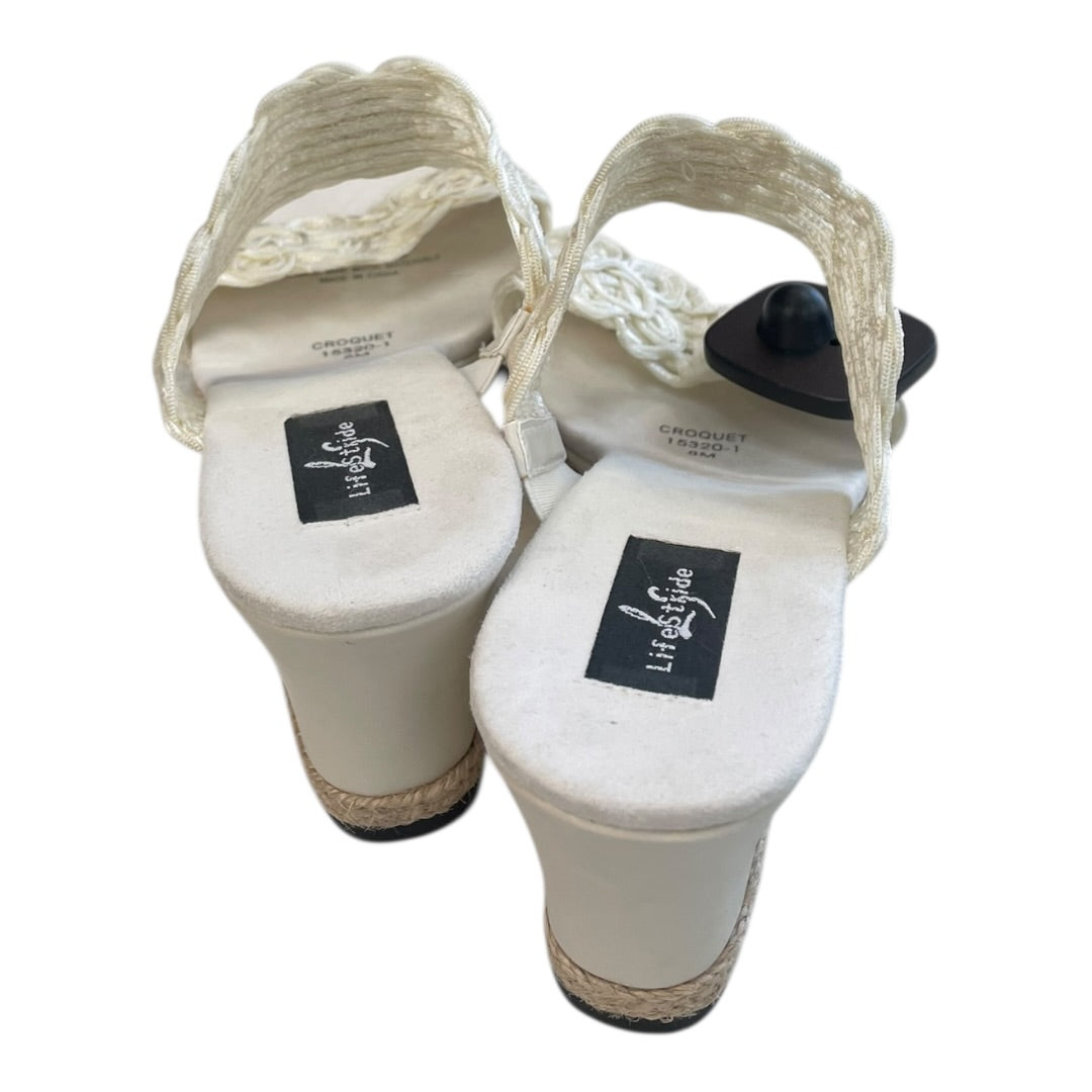 Sandals Heels Block By Life Stride In Cream, Size:8