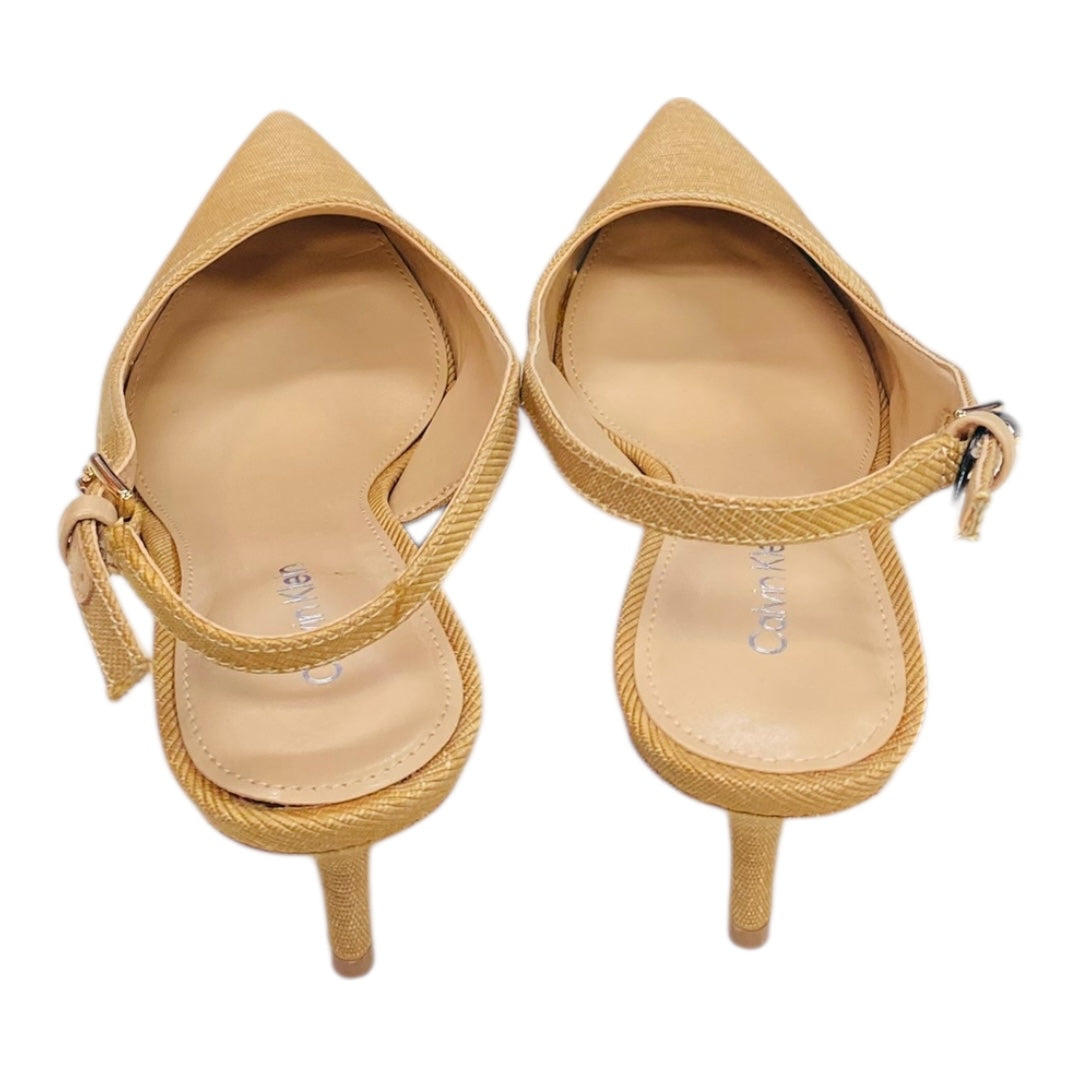 Shoes Heels Block By Calvin Klein In Tan, Size:6.5