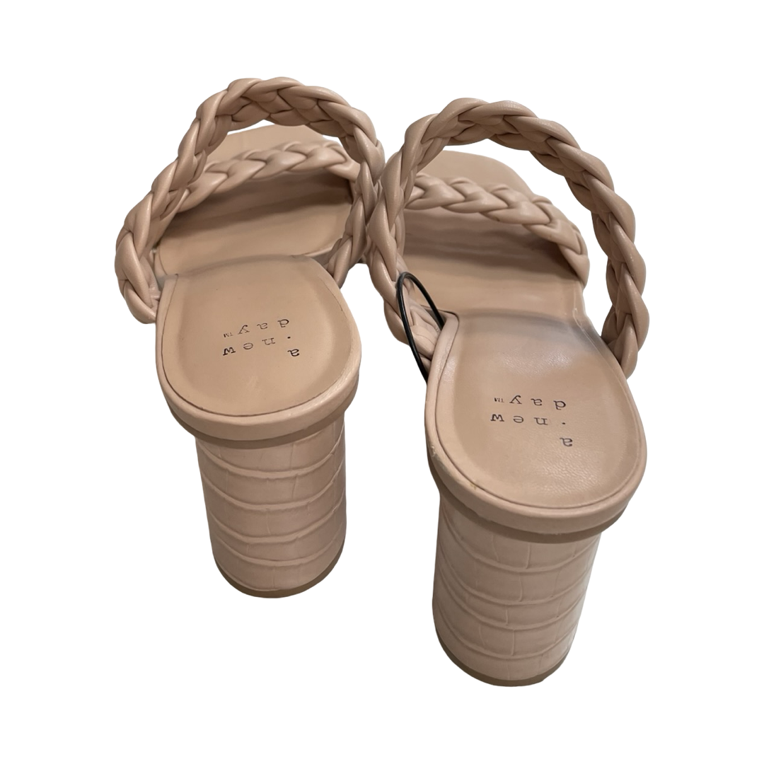 Sandals Heels Block By A New Day In Tan, Size:10