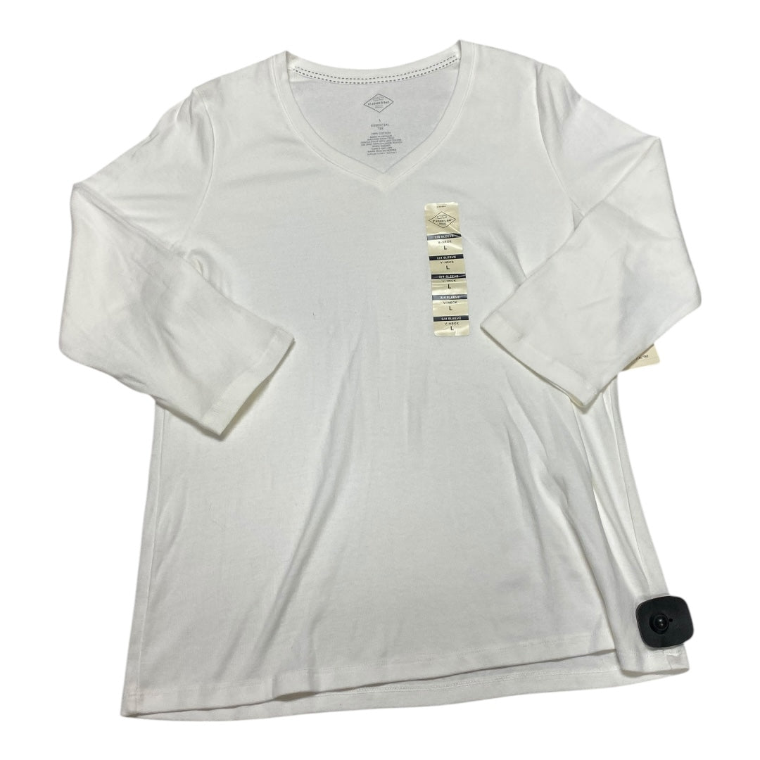 Top Ls Basic By St Johns Bay In Cream, Size:L
