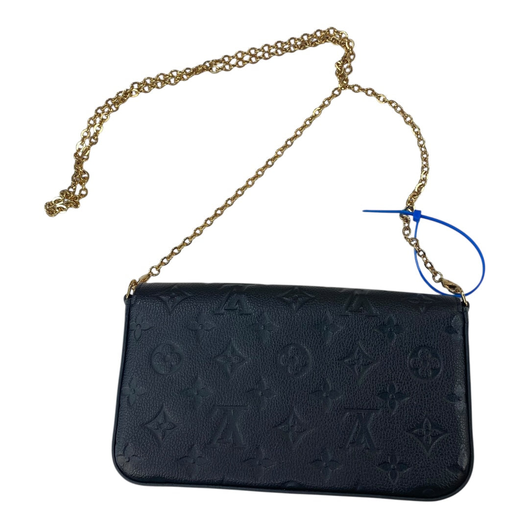 Handbag Luxury Designer By Louis Vuitton In Black & Gold, Size:Small