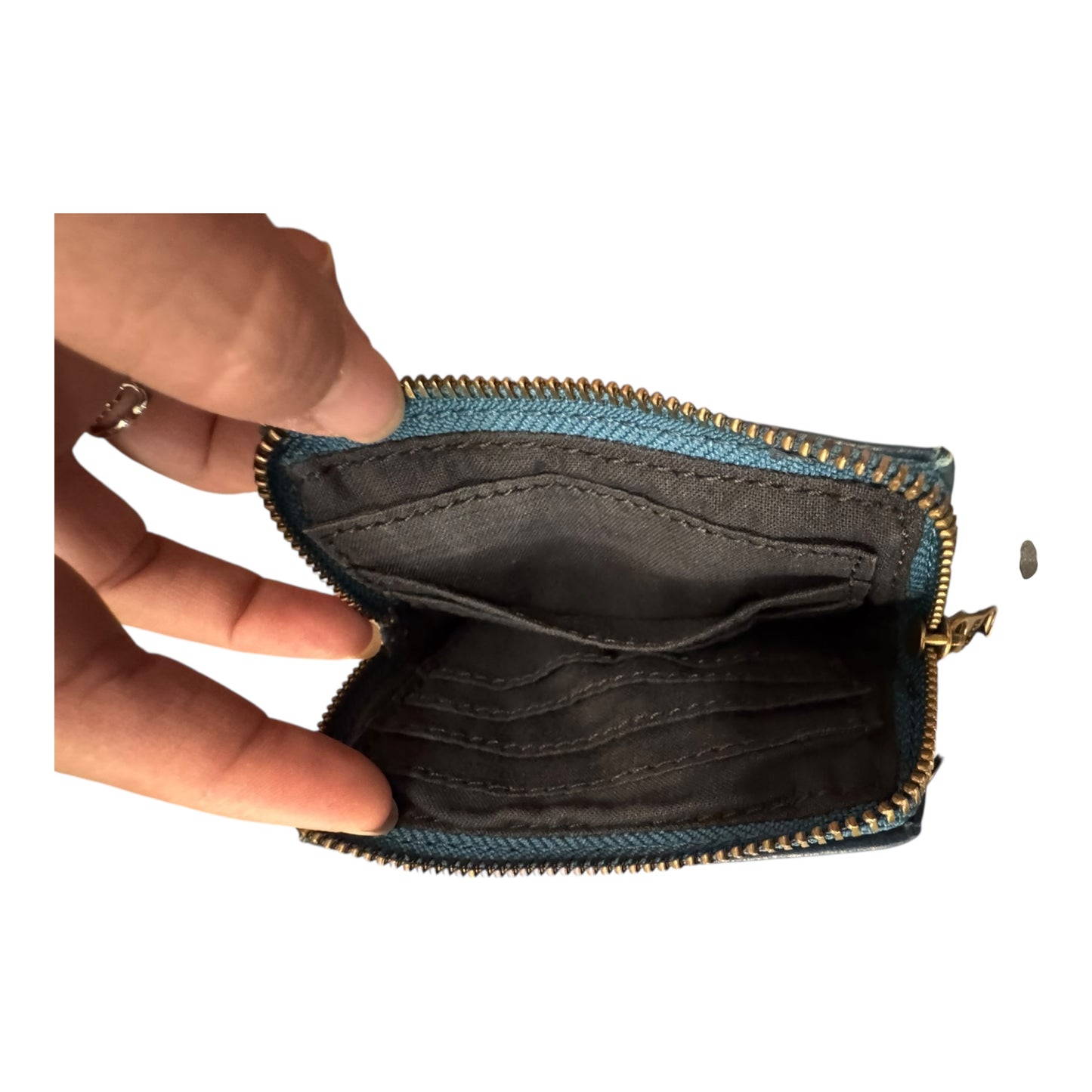 Wallet Leather By WANDERERS TRAVEL CO In Teal, Size:Small