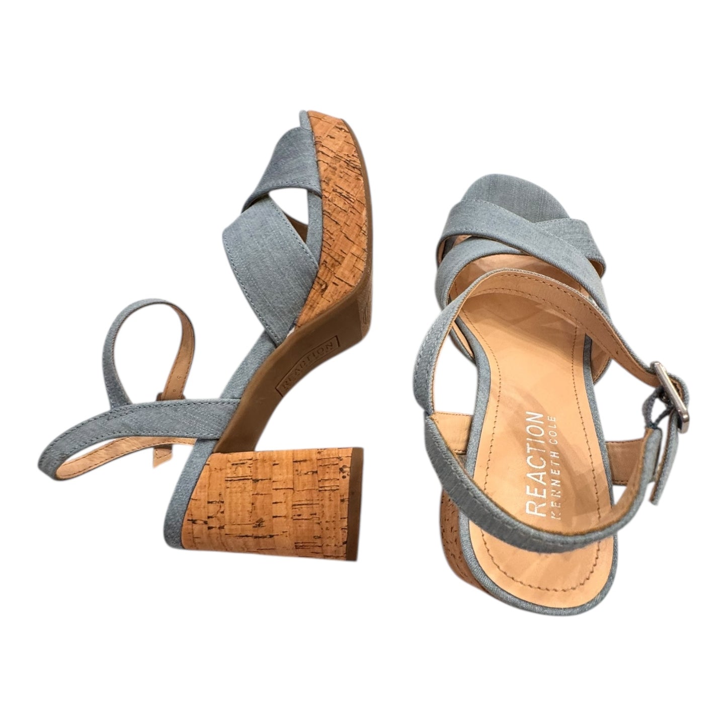 Sandals Heels Block By Kenneth Cole In Blue, Size:6