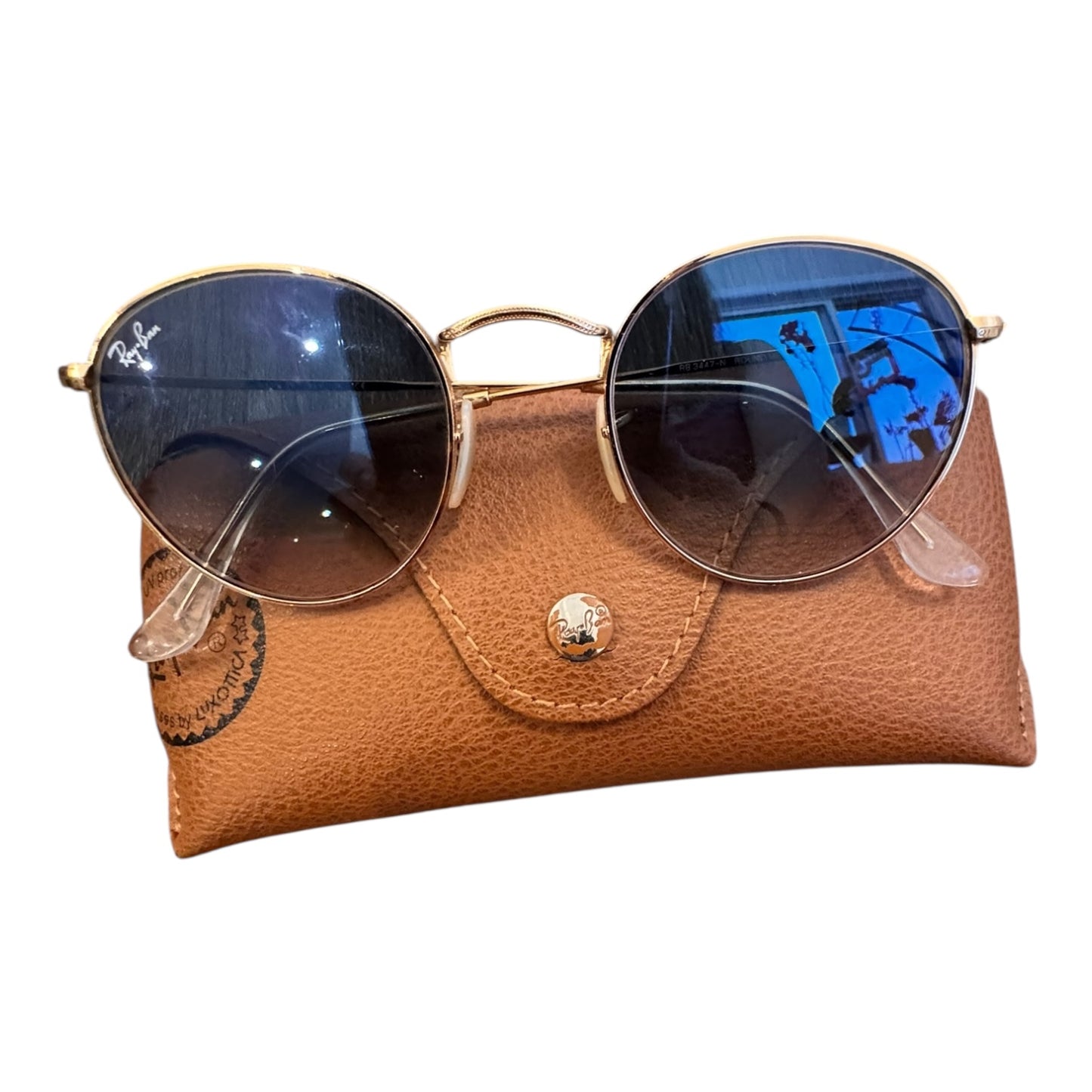 Sunglasses Designer By Ray Ban In Gold
