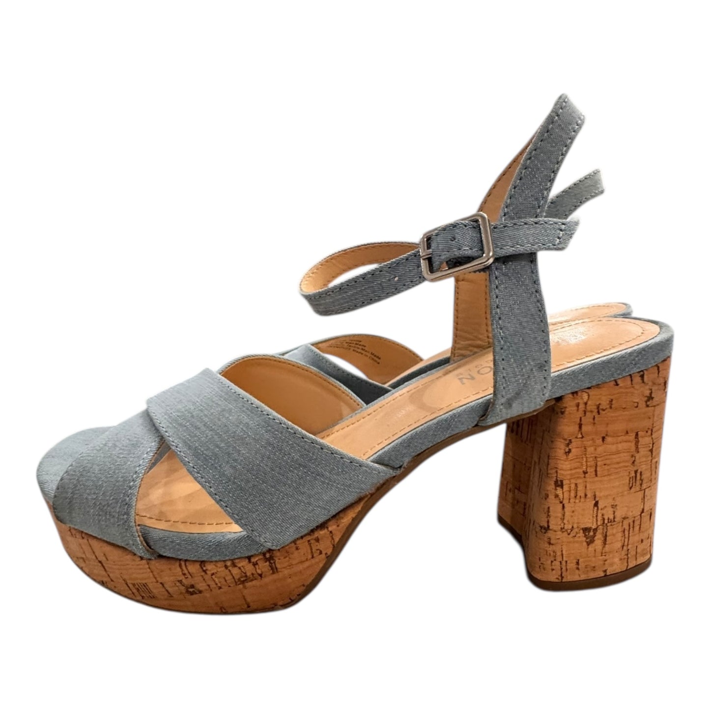 Sandals Heels Block By Kenneth Cole In Blue, Size:6