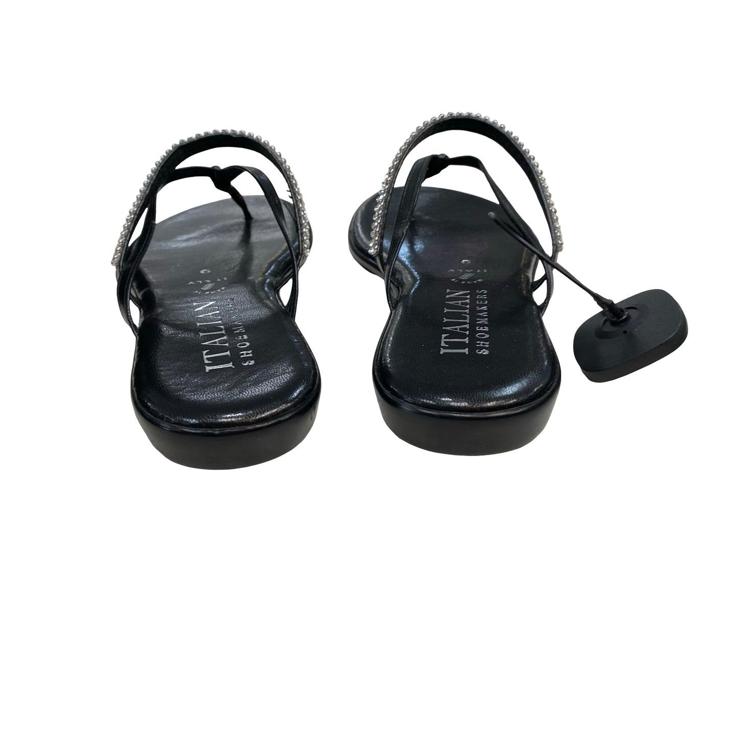 Sandals Flats By Italian Shoemakers In Black, Size:9