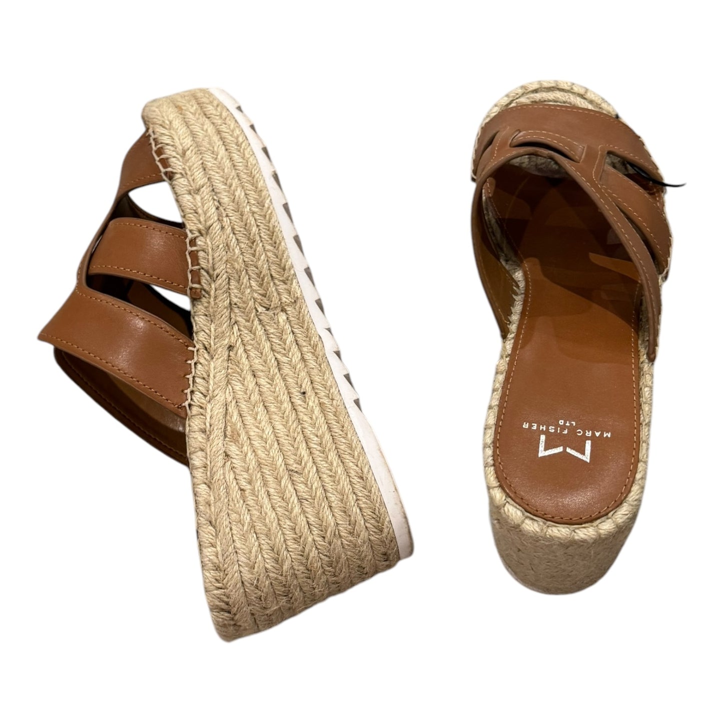 Sandals Heels Platform By Marc Fisher In Brown, Size:8.5