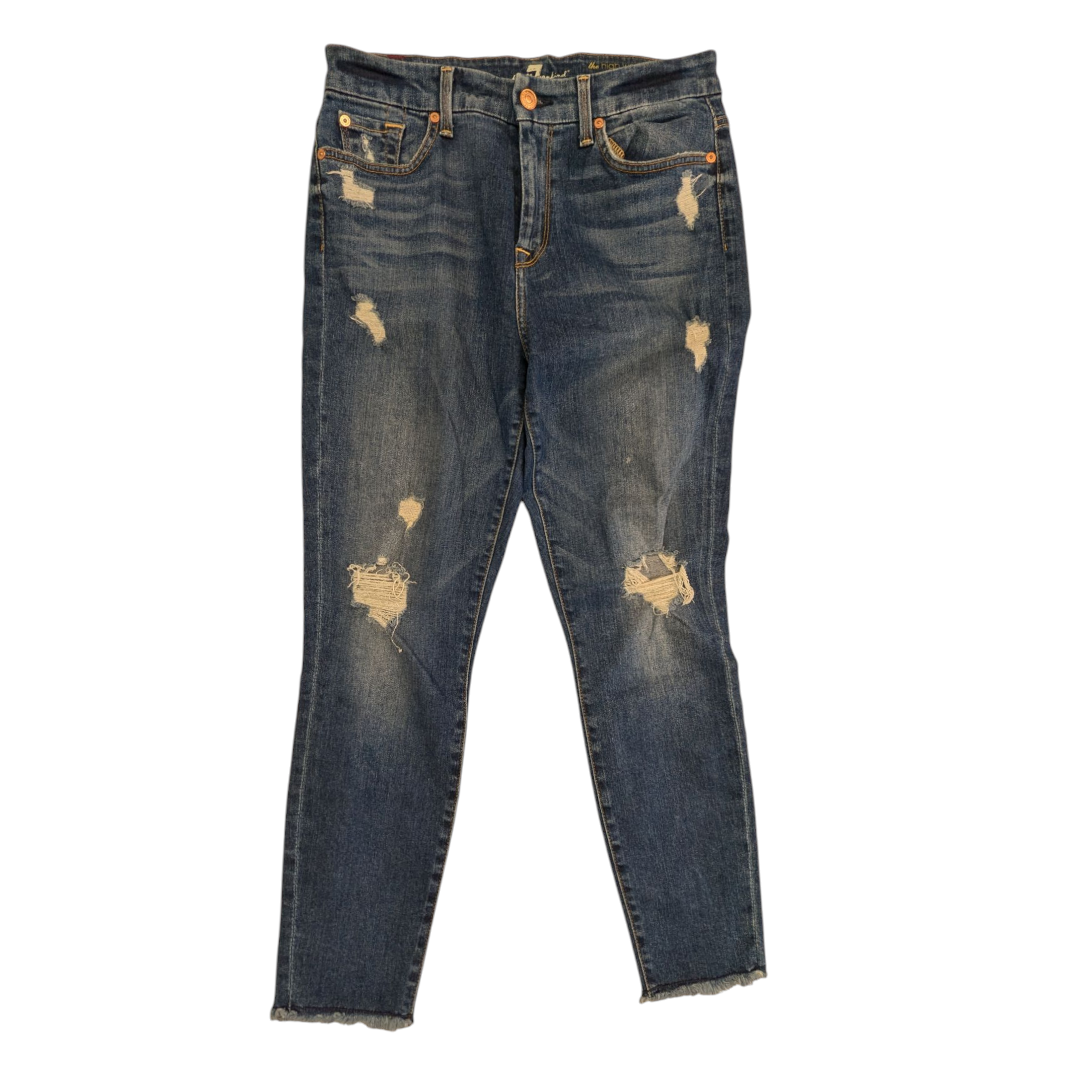 Jeans Straight By 7 For All Mankind In Blue Denim, Size:6